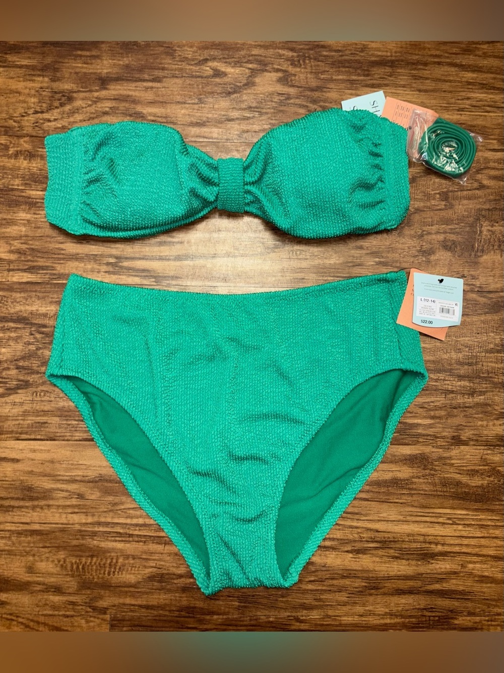 Shade & Shore Bikini Set Size XL Top L High Waisted Bottom NWT